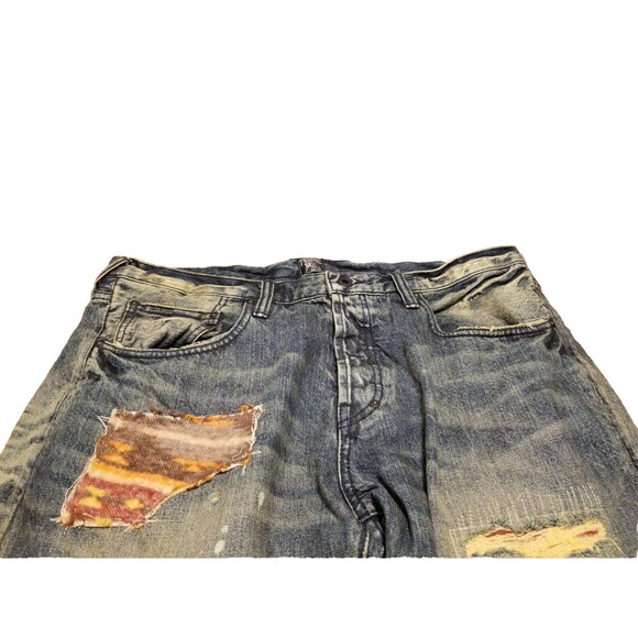 PRPS Jeans Men 38 Distress Patchwork Bruised Never Broken Button Fly (39x35) NEW - Picture 2 of 6